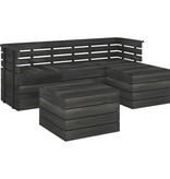 VidaXL 5-delige Loungeset pallet massief grenenhout donkergrijs