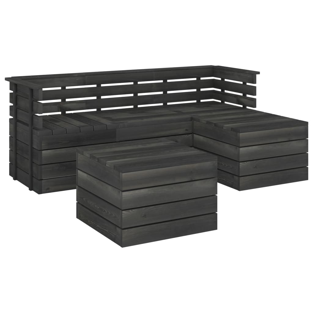 VidaXL 5-delige Loungeset pallet massief grenenhout donkergrijs