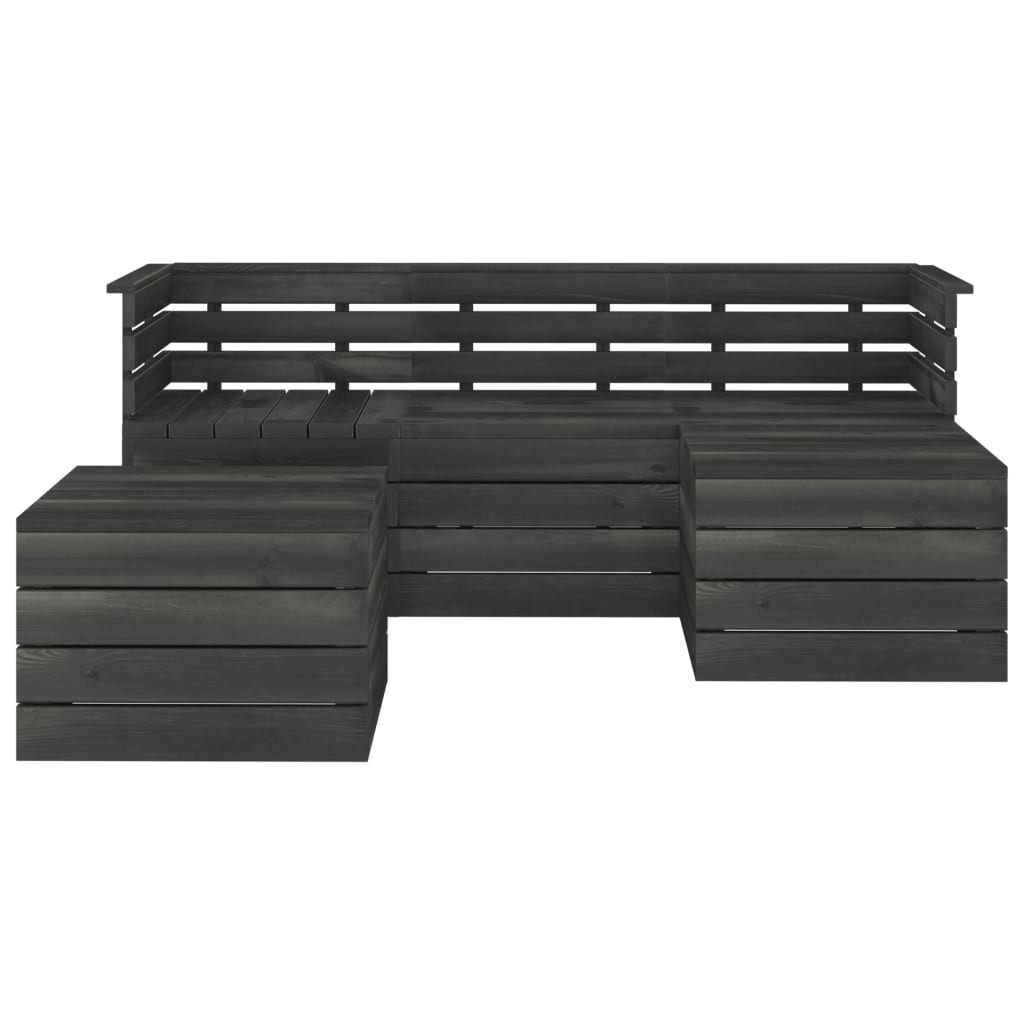 VidaXL 5-delige Loungeset pallet massief grenenhout donkergrijs