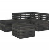 VidaXL 5-delige Loungeset pallet massief grenenhout donkergrijs