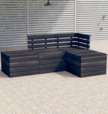 VidaXL 4-delige Loungeset pallet massief grenenhout donkergrijs