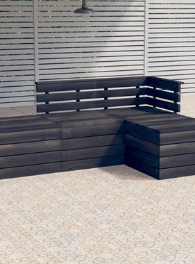 VidaXL 4-delige Loungeset pallet massief grenenhout donkergrijs