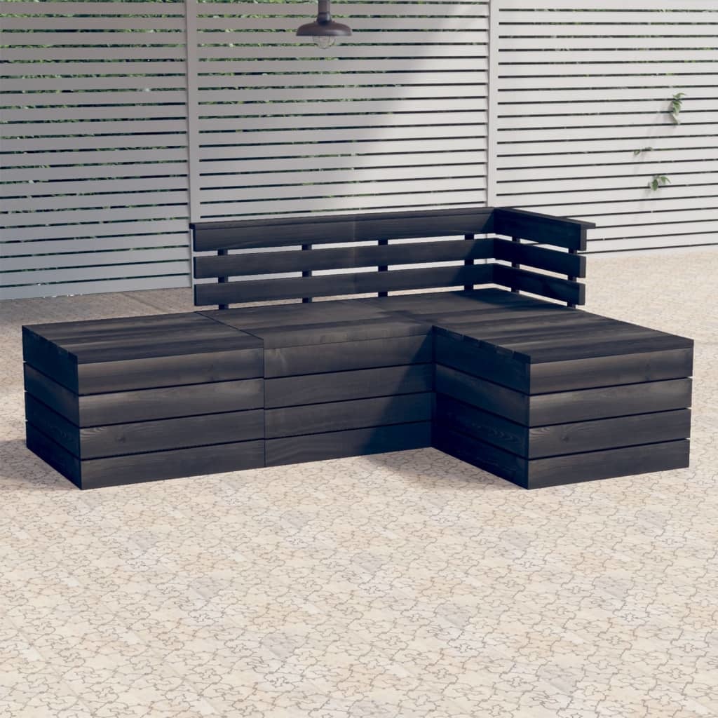 VidaXL 4-delige Loungeset pallet massief grenenhout donkergrijs