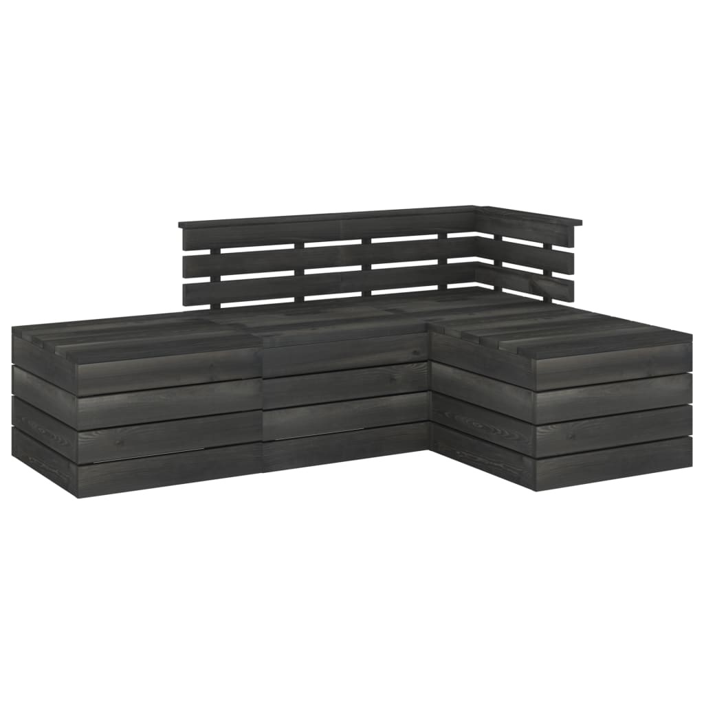 VidaXL 4-delige Loungeset pallet massief grenenhout donkergrijs