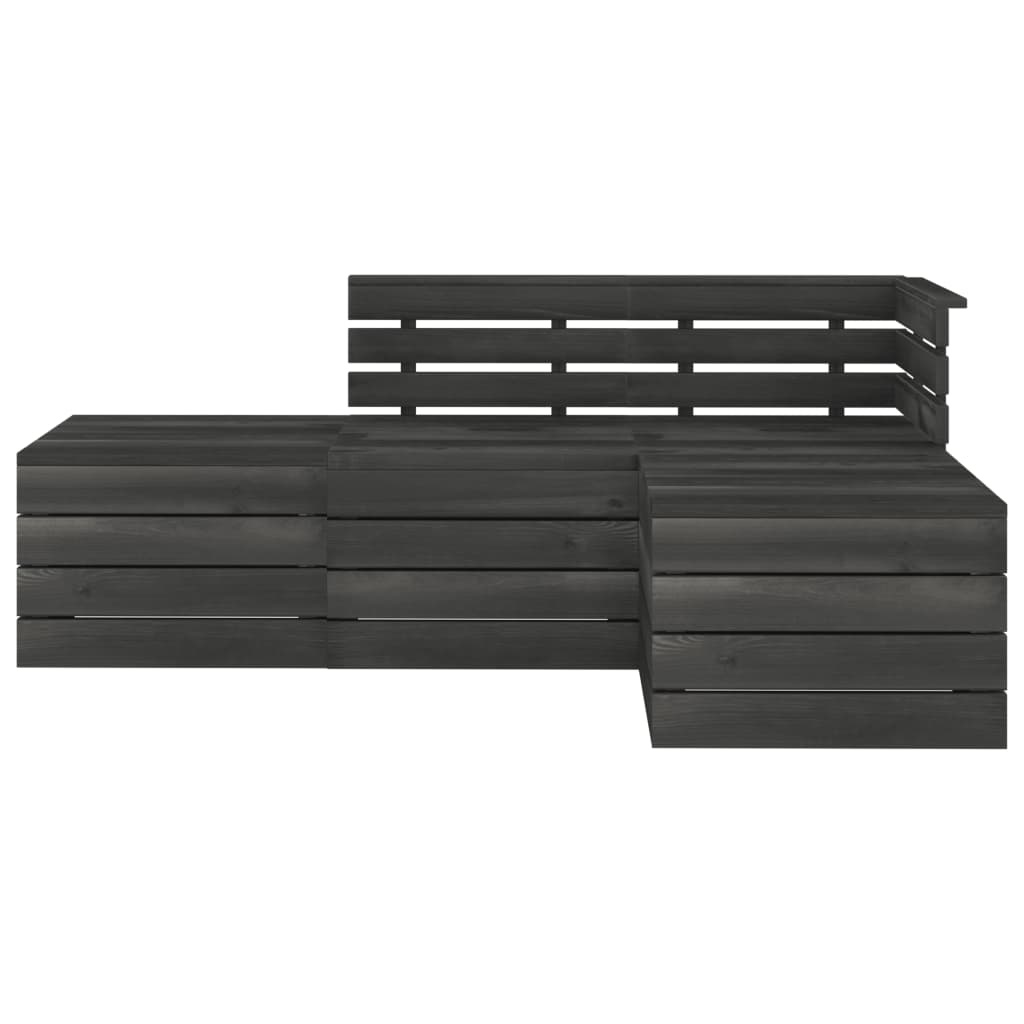 VidaXL 4-delige Loungeset pallet massief grenenhout donkergrijs