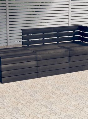 VidaXL 3-delige Loungeset pallet massief grenenhout donkergrijs