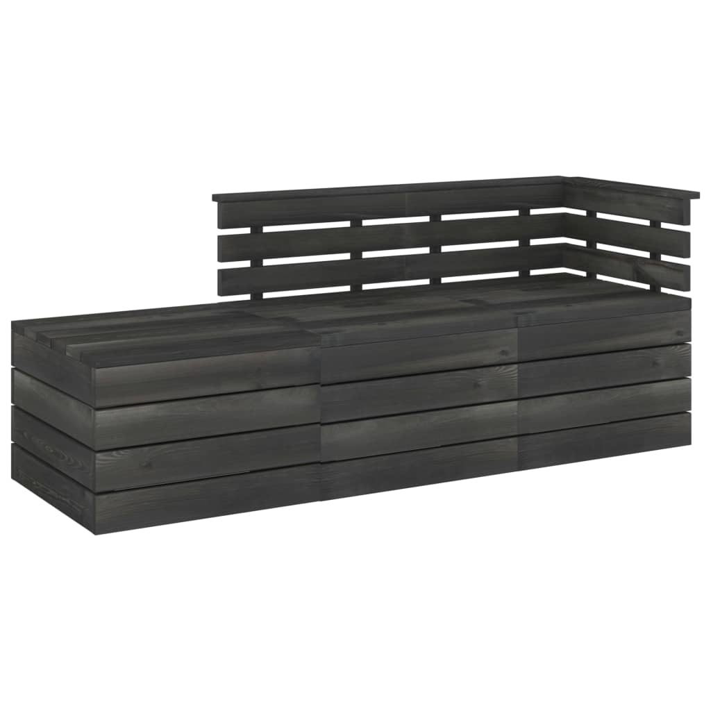 VidaXL 3-delige Loungeset pallet massief grenenhout donkergrijs