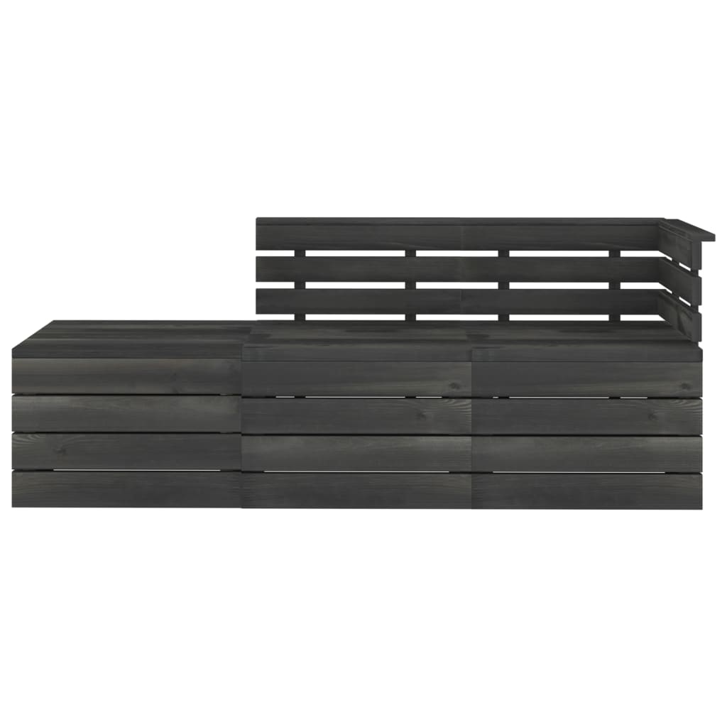 VidaXL 3-delige Loungeset pallet massief grenenhout donkergrijs