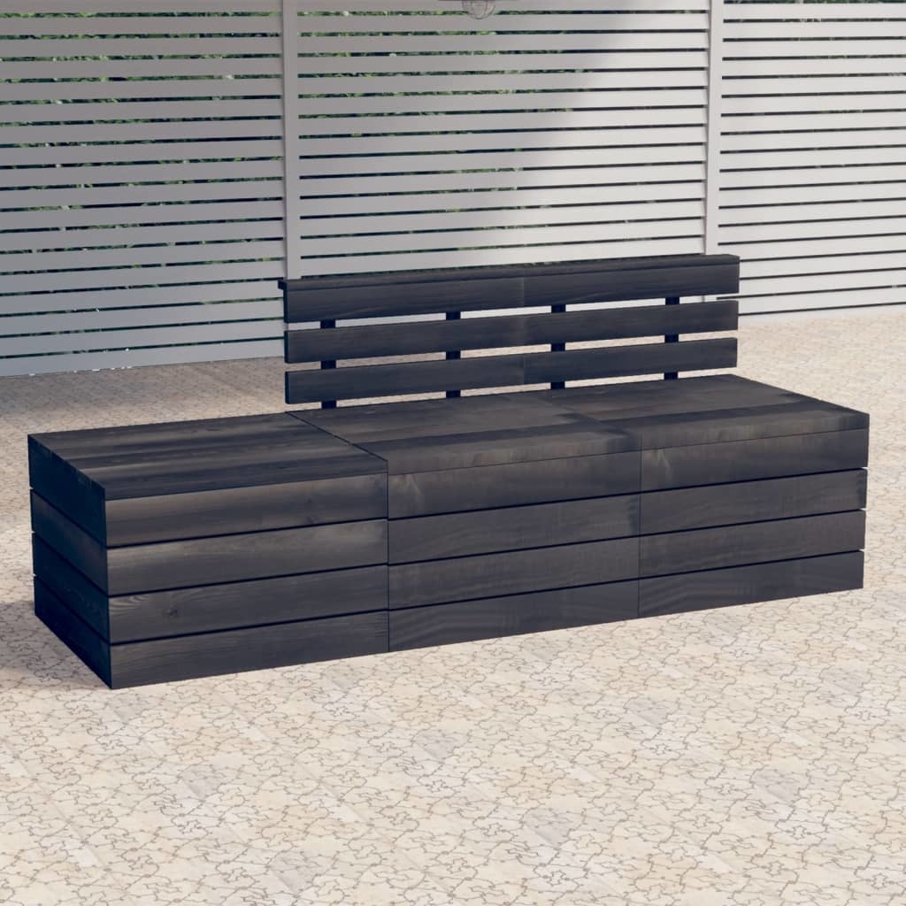 VidaXL 3-delige Loungeset pallet massief grenenhout donkergrijs