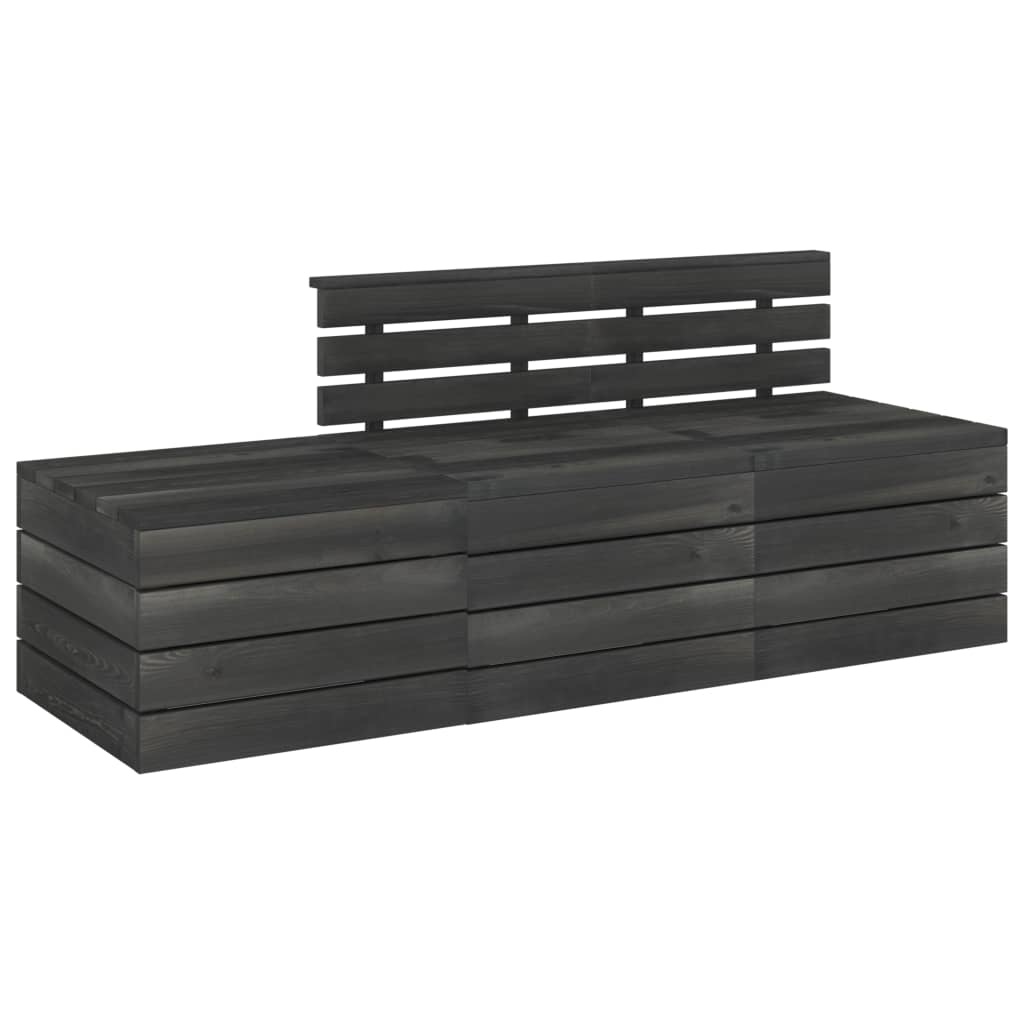 VidaXL 3-delige Loungeset pallet massief grenenhout donkergrijs