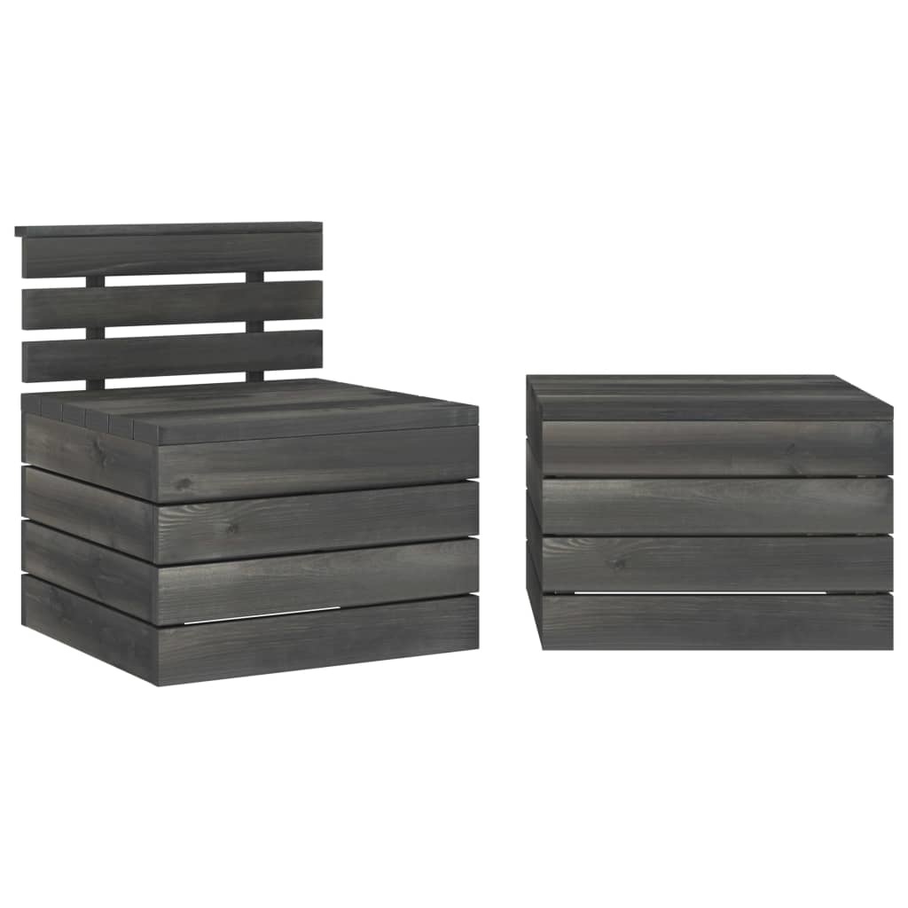 VidaXL 3-delige Loungeset pallet massief grenenhout donkergrijs