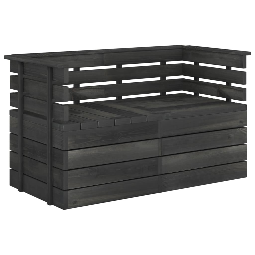 VidaXL Tuinbank 2-zits pallet massief grenenhout donkergrijs