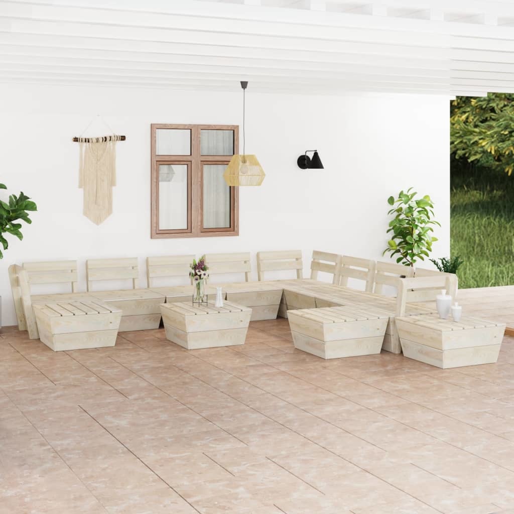 VidaXL 12-delige Loungeset pallet geïmpregneerd vurenhout