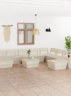 VidaXL 11-delige Loungeset pallet geïmpregneerd vurenhout