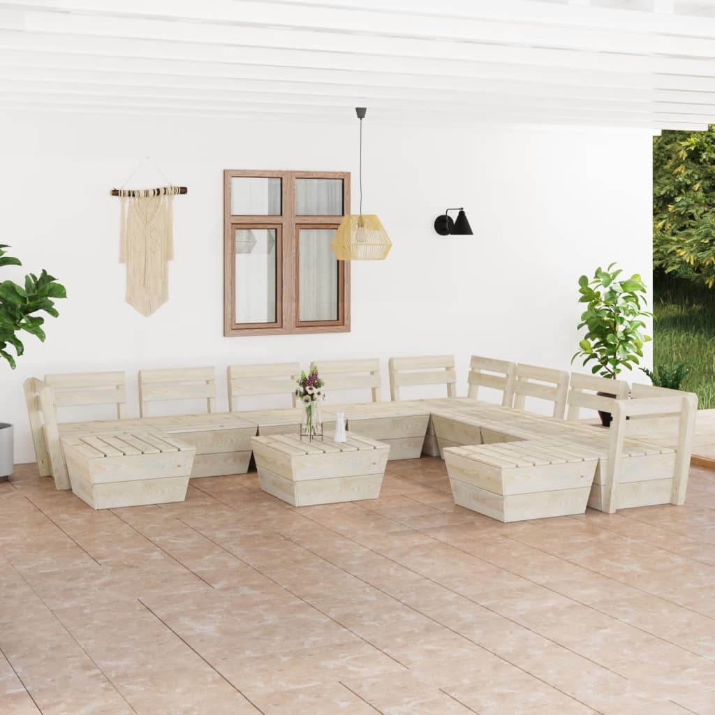 VidaXL 11-delige Loungeset pallet geïmpregneerd vurenhout