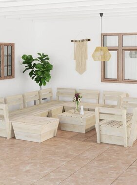 VidaXL 10-delige Loungeset pallet geïmpregneerd vurenhout