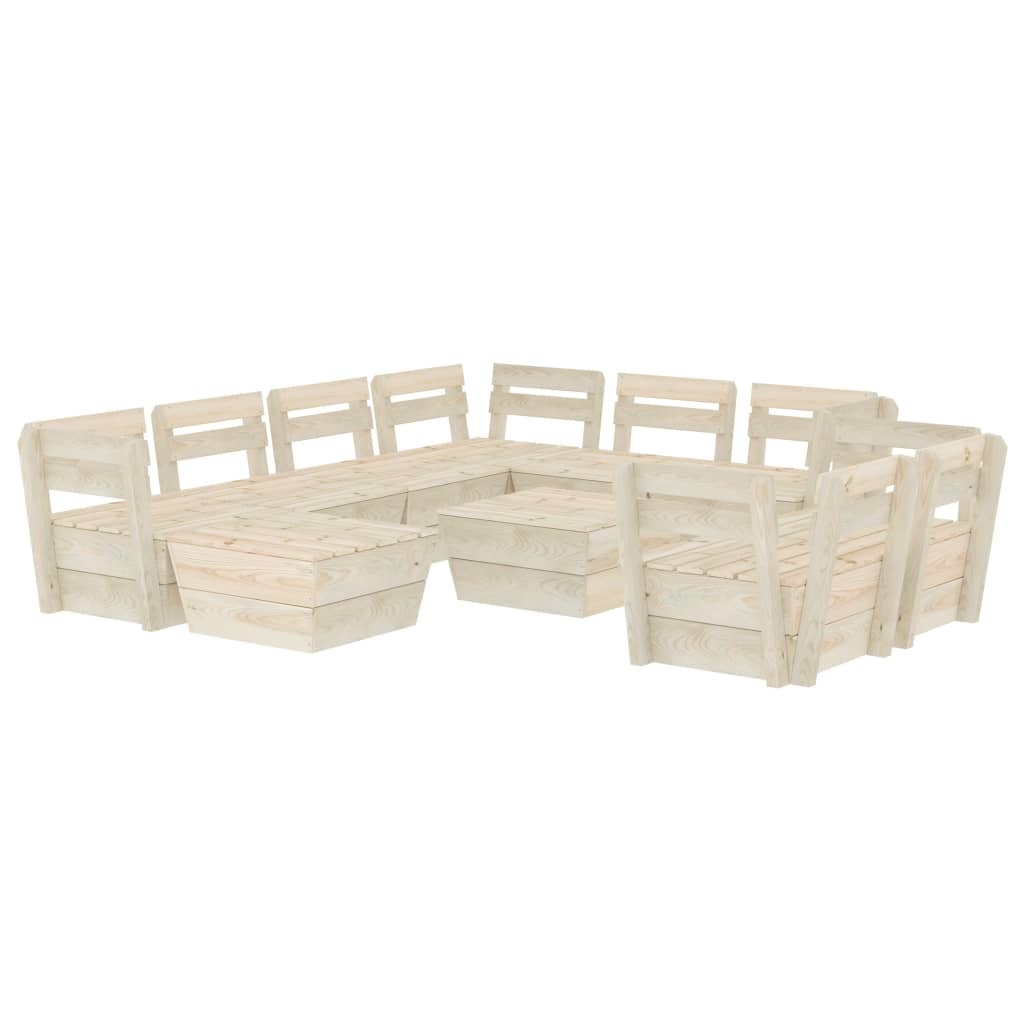 VidaXL 10-delige Loungeset pallet geïmpregneerd vurenhout