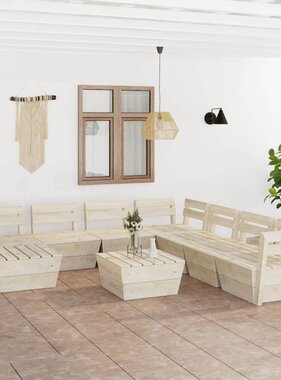 VidaXL 9-delige Loungeset pallet geïmpregneerd vurenhout