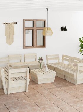 VidaXL 9-delige Loungeset pallet geïmpregneerd vurenhout