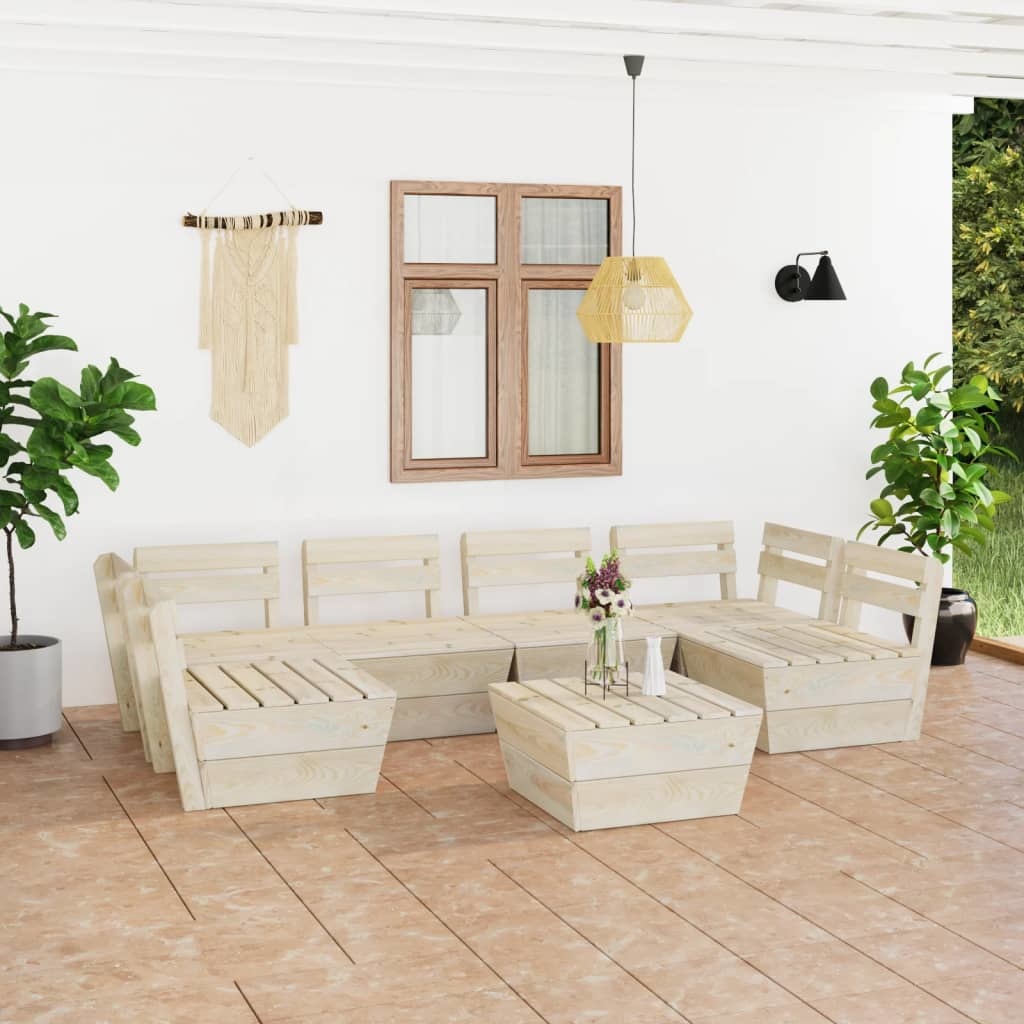 VidaXL 7-delige Loungeset pallet geïmpregneerd vurenhout