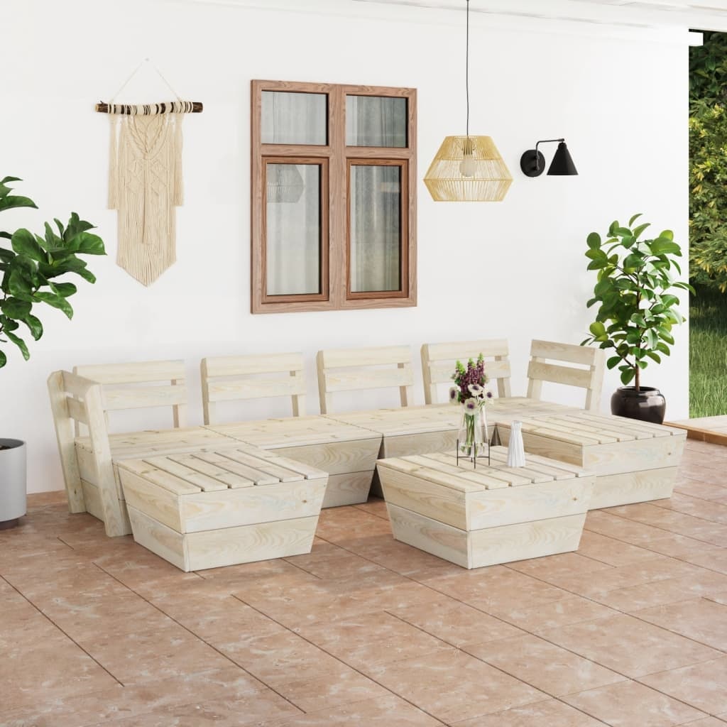 VidaXL 7-delige Loungeset pallet geïmpregneerd vurenhout