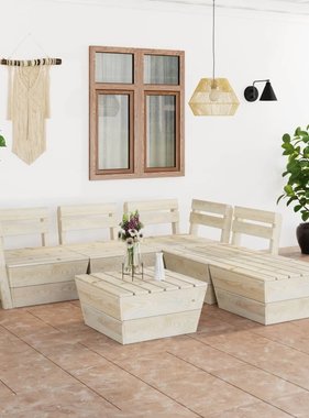 VidaXL 6-delige Loungeset pallet geïmpregneerd vurenhout