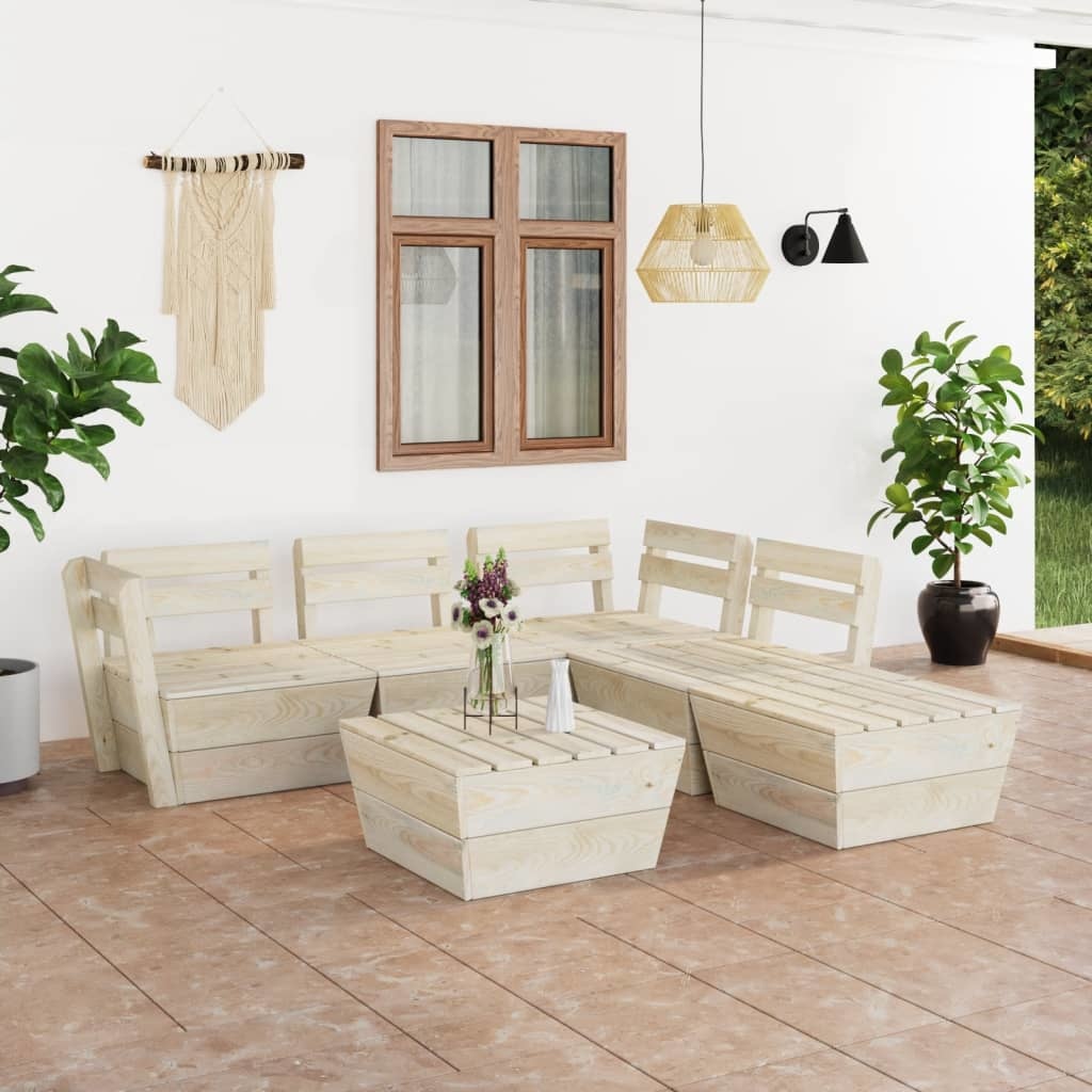 VidaXL 6-delige Loungeset pallet geïmpregneerd vurenhout
