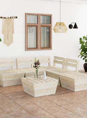 VidaXL 6-delige Loungeset pallet geïmpregneerd vurenhout