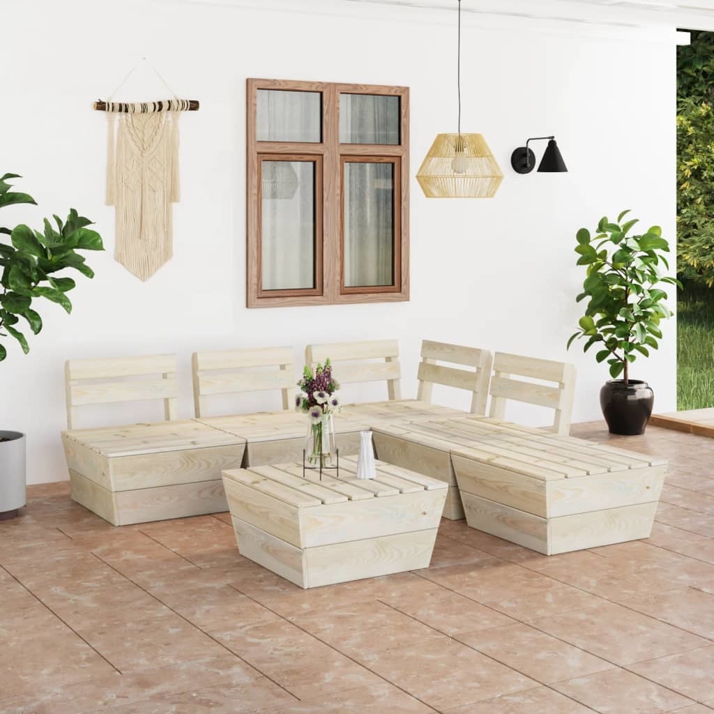 VidaXL 6-delige Loungeset pallet geïmpregneerd vurenhout