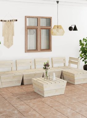 VidaXL 6-delige Loungeset pallet geïmpregneerd vurenhout