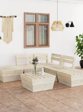 VidaXL 6-delige Loungeset pallet geïmpregneerd vurenhout