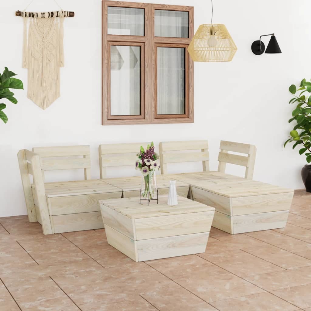 VidaXL 5-delige Loungeset pallet geïmpregneerd vurenhout