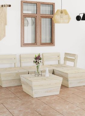 VidaXL 5-delige Loungeset pallet geïmpregneerd vurenhout