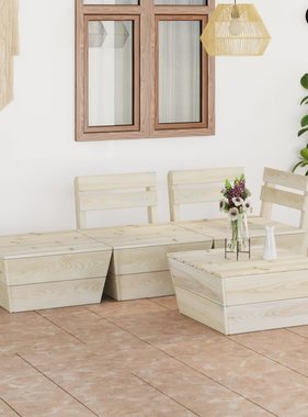 VidaXL 4-delige Loungeset pallet geïmpregneerd vurenhout