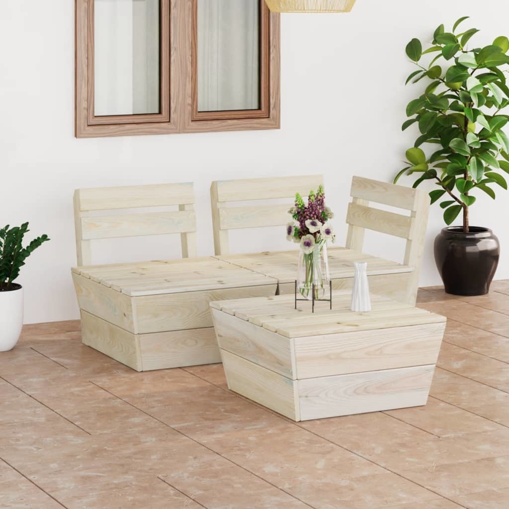 VidaXL 3-delige Loungeset pallet geïmpregneerd vurenhout