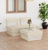 VidaXL 3-delige Loungeset pallet geïmpregneerd vurenhout