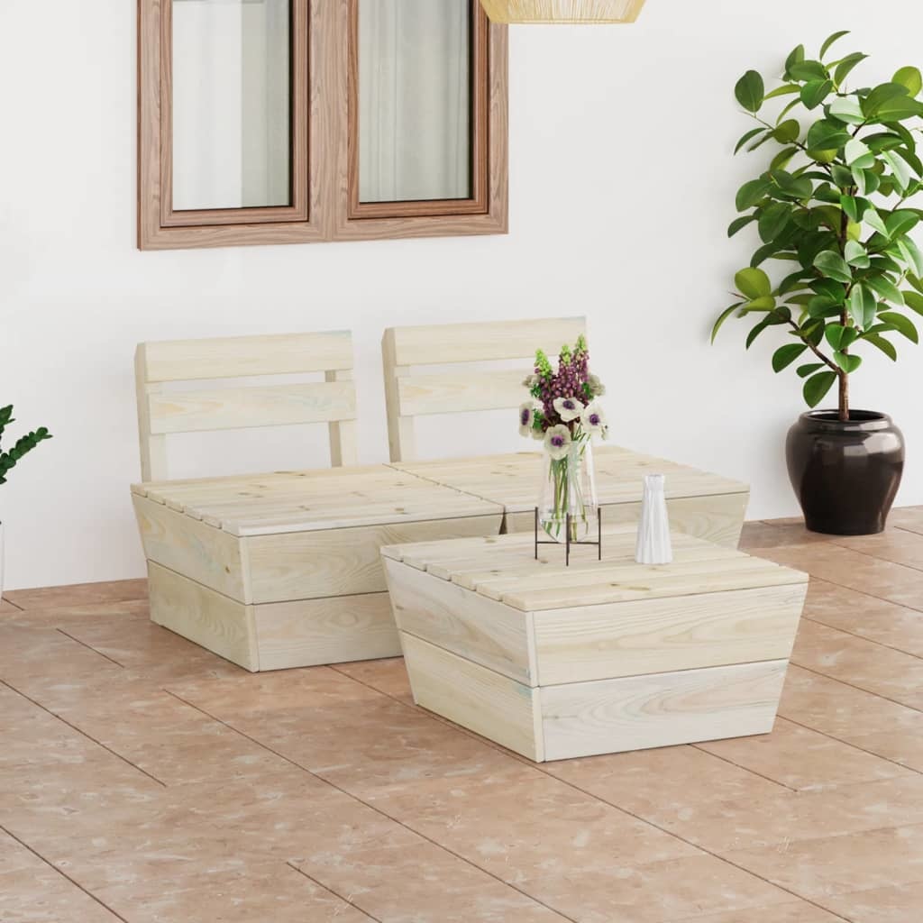 VidaXL 3-delige Loungeset pallet geïmpregneerd vurenhout