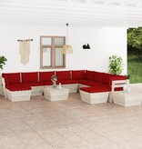 VidaXL 12-delige Loungeset met kussens pallet vurenhout