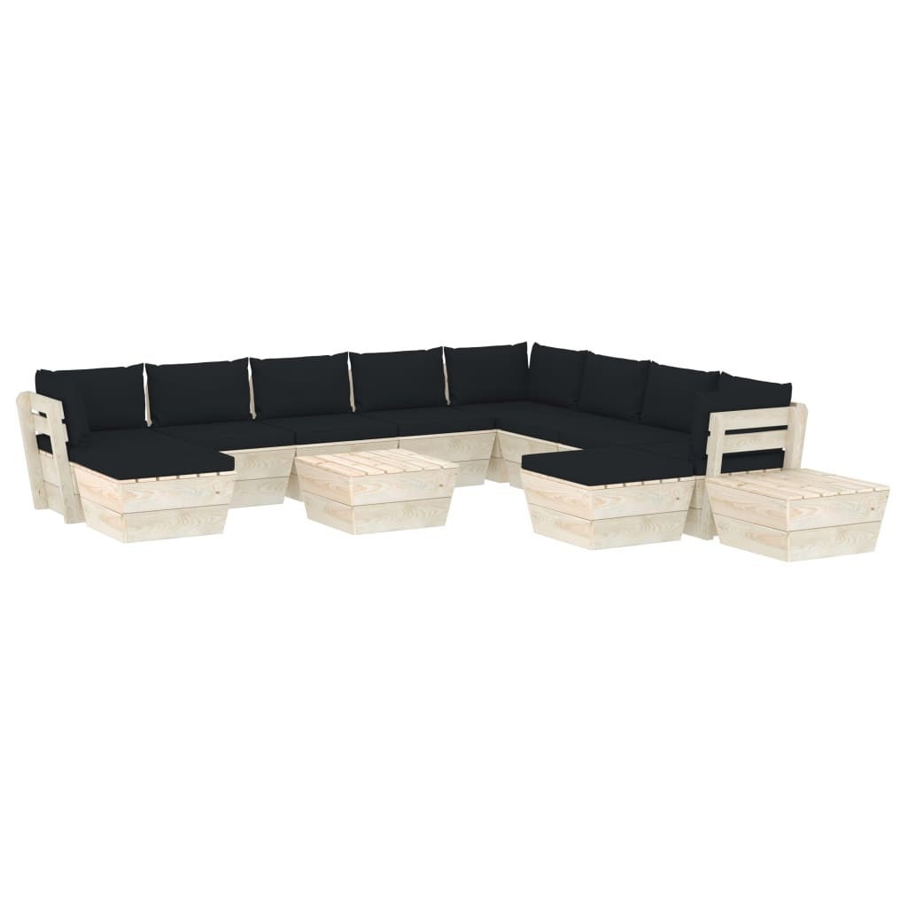 VidaXL 12-delige Loungeset met kussens pallet vurenhout