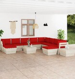 VidaXL 12-delige Loungeset met kussens pallet vurenhout