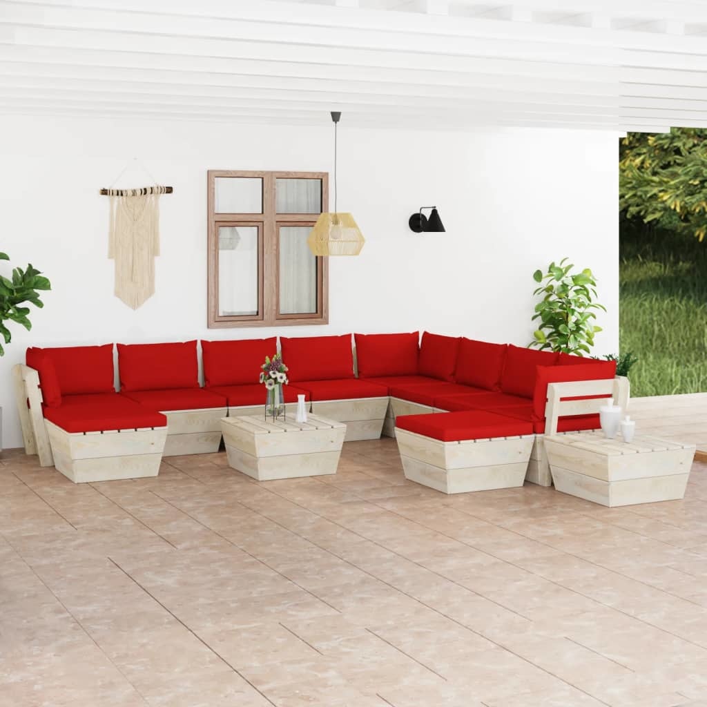 VidaXL 12-delige Loungeset met kussens pallet vurenhout