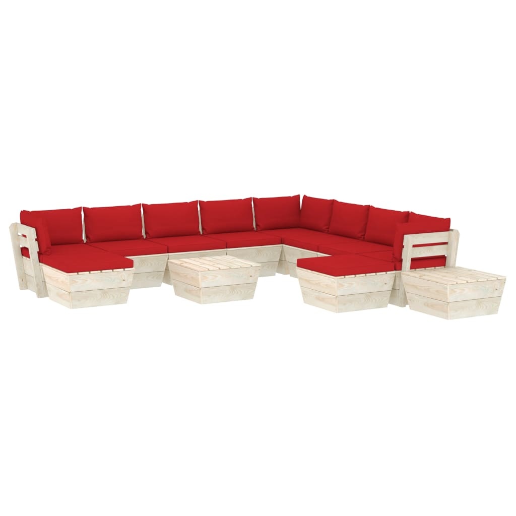 VidaXL 12-delige Loungeset met kussens pallet vurenhout