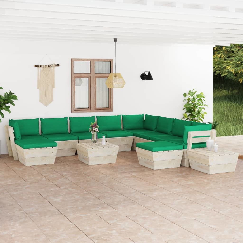 VidaXL 12-delige Loungeset met kussens pallet vurenhout