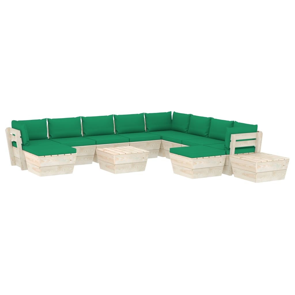 VidaXL 12-delige Loungeset met kussens pallet vurenhout