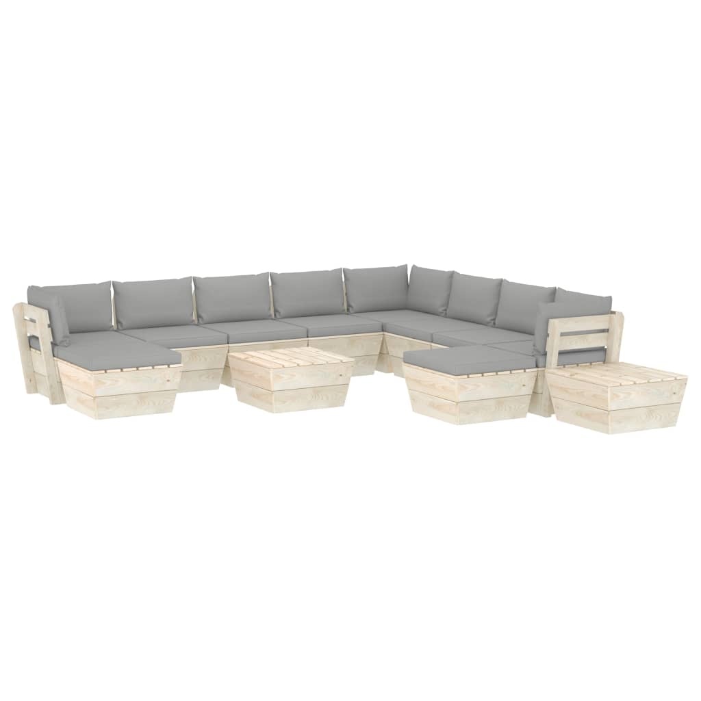 VidaXL 12-delige Loungeset met kussens pallet vurenhout