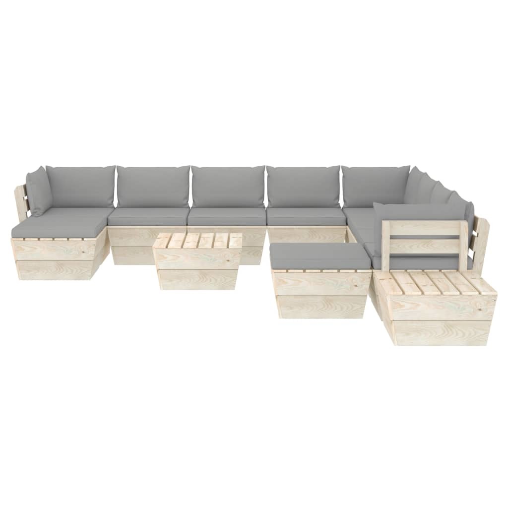 VidaXL 12-delige Loungeset met kussens pallet vurenhout