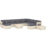 VidaXL 12-delige Loungeset met kussens pallet vurenhout