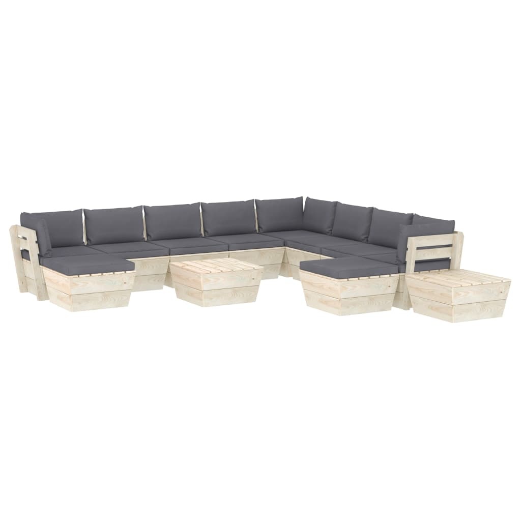 VidaXL 12-delige Loungeset met kussens pallet vurenhout