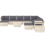 VidaXL 12-delige Loungeset met kussens pallet vurenhout