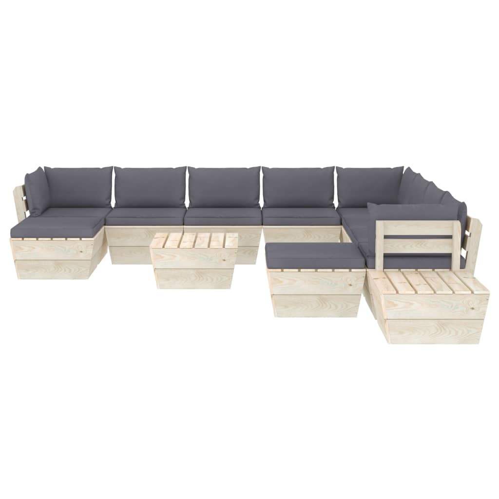 VidaXL 12-delige Loungeset met kussens pallet vurenhout